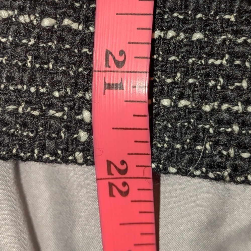 Ann Taylor Black White Wool Blend Tweed Boucle Pencil Skirt Fringe Waist 2 - Picture 6 of 8